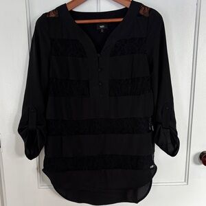Mossimo Black Blouse with Lace Accents